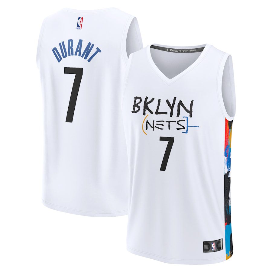 Men Brooklyn Nets 7 Kevin Durant Fanatics Branded Silver City Edition 2022-23 Fastbreak NBA Jersey